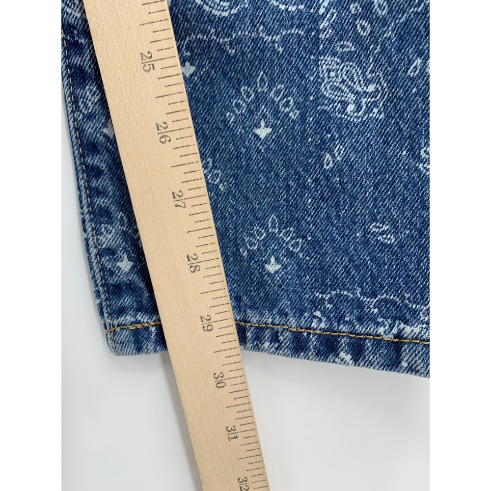 Levis 501 Paisley Jeans Womens 24 Blue Paisley Print Button Fly Denim (24x30) - Picture 10 of 12